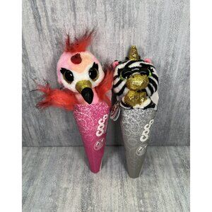 2x Zuru CoCo Surprise Plush Neon Pink Hop Rainbow The Zebra Collectible